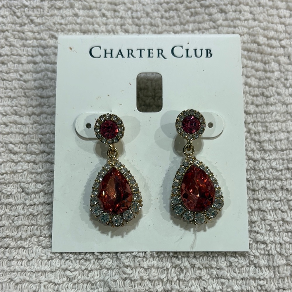 Charter Club Red and Gold Dangle Earrings